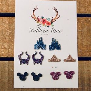 Disney Theme 5 Pair Acrylic Earring Set
